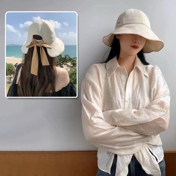 Women's Bowknot Wide Brim Sun Hat – Foldable, 360° Protection UV Protection Breathable Summer Travel Beach Hat