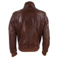 thumbnail image 7 of Mens Real Leather Bomber Jacket Smart Casual Blue Brown High Elasticated Neck, 7 of 7