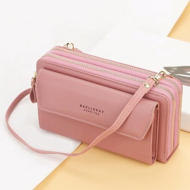 bandolera pequeño para mujer, s de hombro cartera con soporte para teléfono con ranuras para , Rosa Pequeña Salvador embrague para mujer