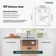 thumbnail image 2 of TORVA RV Kitchen Sink, 13 x 15 x 7 Inch Undermount Bar Sink 16 Gauge Stainless Steel Single Bowl Sink with Foldable Faucet Cutting Board, Grey, 2 of 8