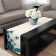 thumbnail image 4 of Peacock Feather Table Runner 72 Inches Long, Teal Ethnic Rustic Farmhouse Elegant Kitchen Coffee Dining Table Decoration for Home Party Birthday Wedding Home Decor 16x72 Inches, 4 of 8