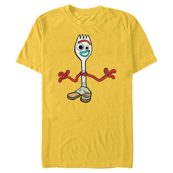 Disney Pixar Toy Story 4 Forky's Here T-Shirt- Short Sleeve Blended T-Shirt for Adults - Customized-Yellow