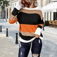 thumbnail image 2 of Women's Sweater Vintage Stripe Color Block Knitted Long Sleeve Shirts Casual Lightweight Sweaters, 2 of 2