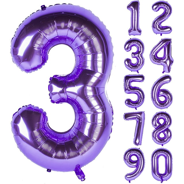 40 Inch Purple Numbers 0-9 Birthday Party Decorations Helium Foil Mylar Number Balloon 3
