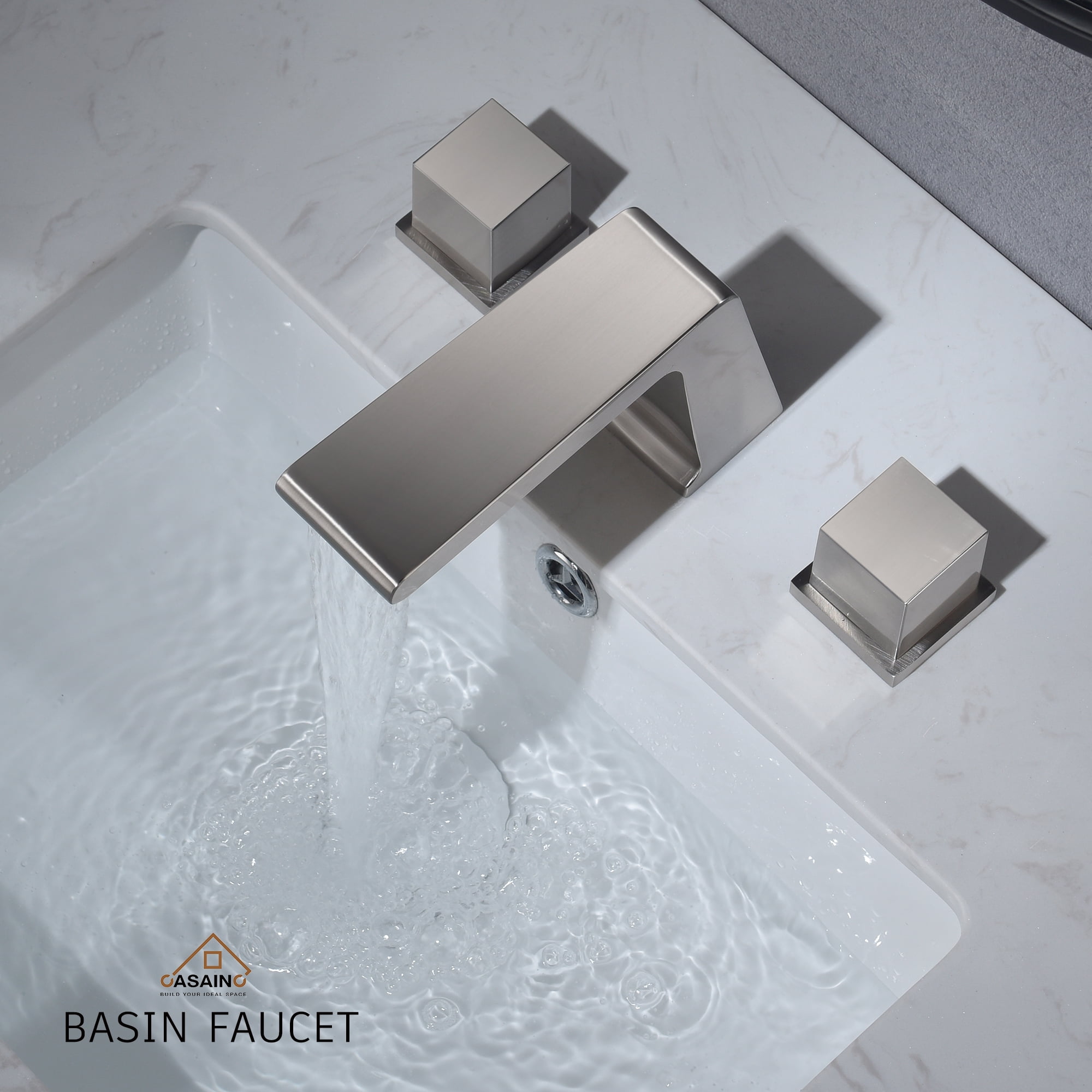Boyel Living 3-Hole Deck Mounted Bathtub Sink Faucet Dual-Function Bathroom Faucet Brushed Nickel