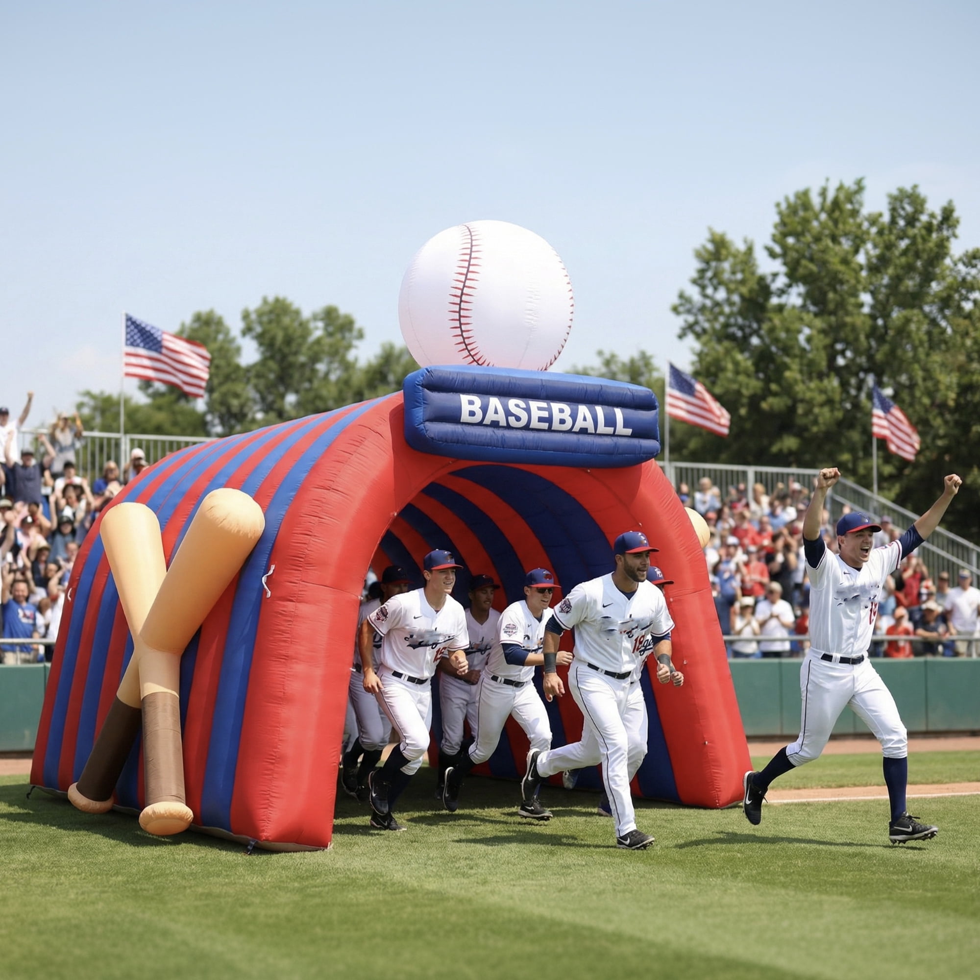 Wellcomer Inflatable Baseball  Tunnel, Entrance Sport Tunnel Tent with Blower