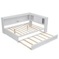 thumbnail image 4 of YDSM Full Size Wood Daybed with Storage Shelves, USB, LED, and Trundle, White, 4 of 8
