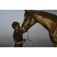 thumbnail image 6 of Nifao Girl Kisses Her Horse Bronze Statue on Marble Base – Home Decor Sculpture, 23"L x 6"W x 15"H, 6 of 13