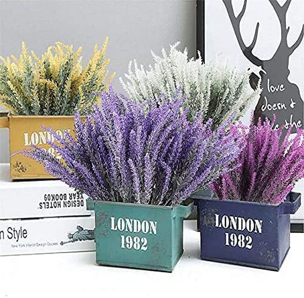 GRNSHTS Artificial Lavender Flowers 8pcs Fake Plants with Faux Plastic Wedding Bouquet for Home Party Wedding Balcony Garden Patio Outdoor Decoration (White,16pcs)