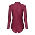 thumbnail image 4 of Doomiva Turtleneck Leotard Long Sleeves Ballet Gymnastic Dance Workout Fitness Bodysuit for Women Burgundy S, 4 of 7