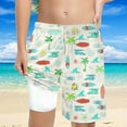 thumbnail image 2 of shoper Boys Swim Trunks Set with Compression Liner Summer Print Quick Dry Shorts Swimming Short Beach Pants Boy Swim Trunks Beige 130, 2 of 6