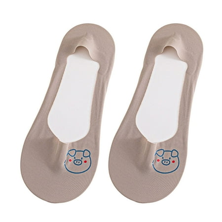 

YX STORE 1 Pair Liner Socks Non-slip Breathable Invisible Animal Print Women Ice Silk Socks for Summer