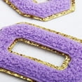 thumbnail image 5 of 3 Pack Chenille Iron On Glitter Varsity Letter "O" Patches - Lavender Chenille Fabric With Gold Glitter Trim - Sew or Iron on - 8 cm Tall, 5 of 8
