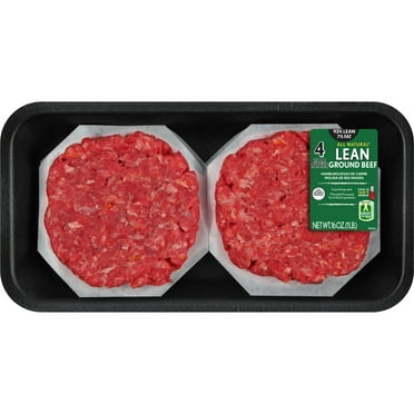 93% Lean / 7% Fat Lean Ground Beef Patties, 4 Count, 1 lb Tray, Fresh, All Natural*