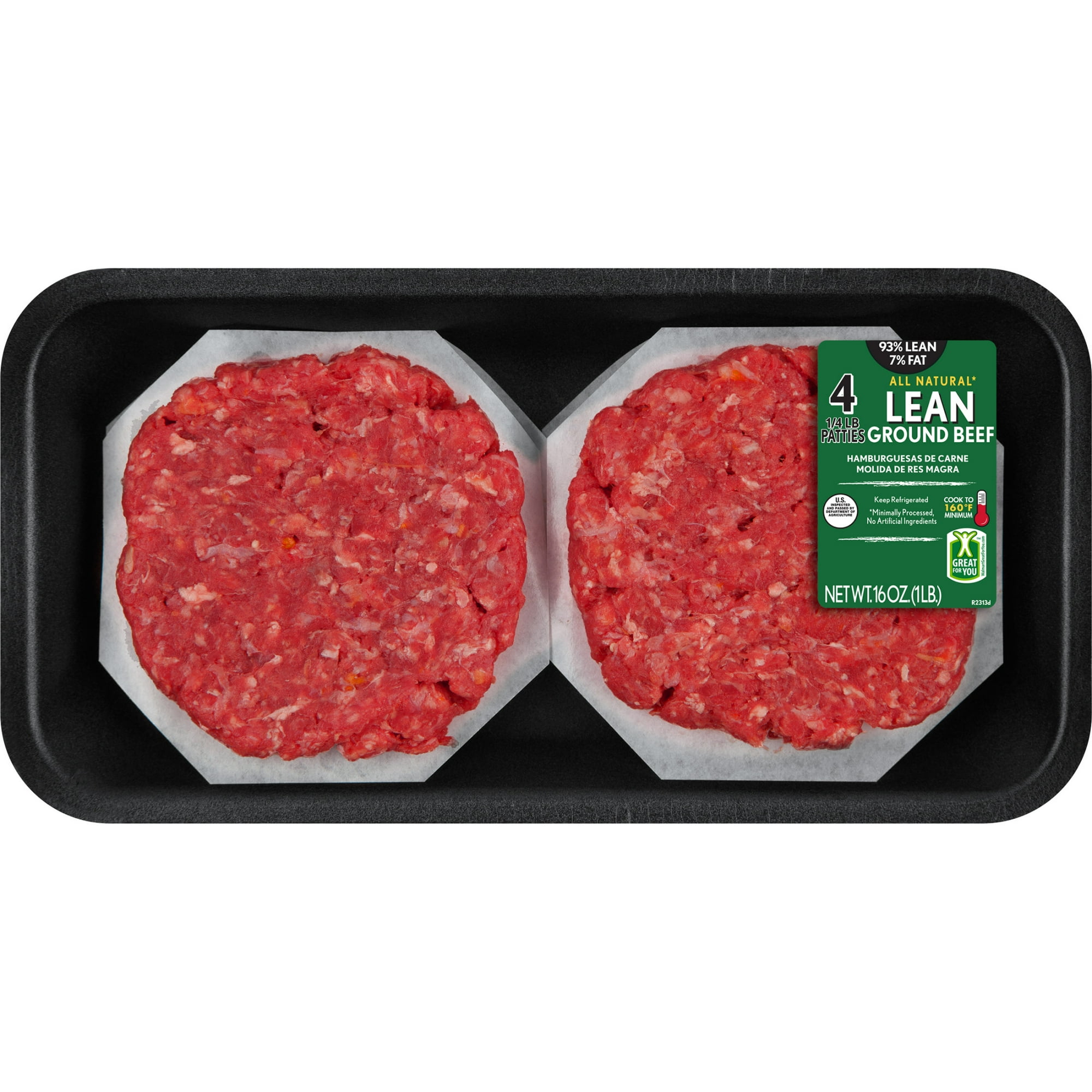 80% Lean / 20% Fat Ground Beef Patties, 12 Count, 2.25 lb Tray, Fresh, All Na...
