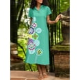 thumbnail image 2 of ZANZEA 2024 Summer Retro Loose Vestido Women Flower Print Dress Vintage Cheongsam Midi Sundress Fashion V-neck Short Sleeve Robe, 2 of 5