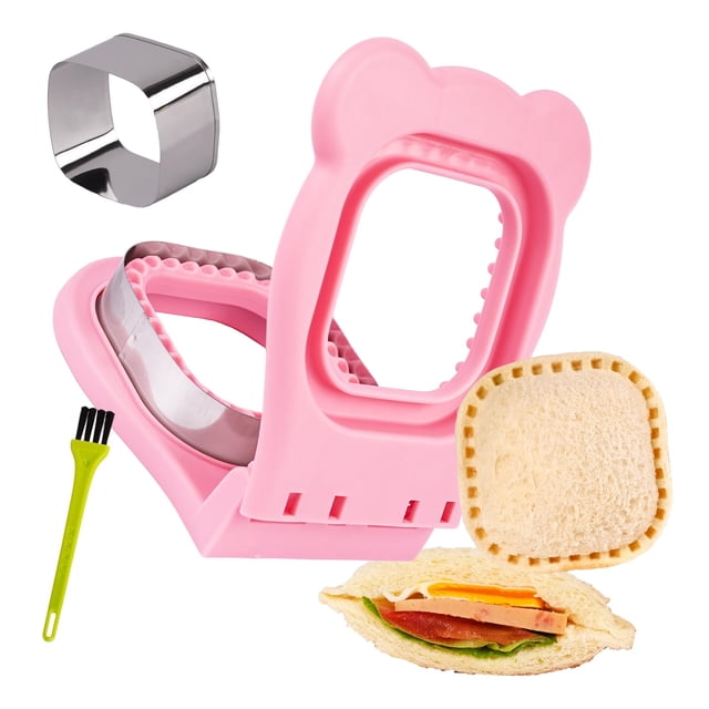Sellador y cortador para sándwiches LEPCY Uncrustables rosa, forma cuadrada