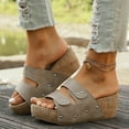 thumbnail image 3 of IUJSOY Womens Summer Two Strap Platform Wedge Slide Sandals Beach Arch Support Footbed Sandals, 3 of 9