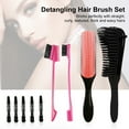 thumbnail image 2 of Detangling Hair Brush Set with 9 Rows Detangle Brush Eight-Claw Comb Double Sided Eyebrow Hair Styling Brush Hair Clips, 2 of 7