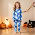 thumbnail image 5 of TOWED22 Girls Boys Halloween Pajamas Set Sleepwear Rainbow Unicorn Pjs Toddler Pumpkin Ghost Graphic Long Sleeve Jammies Kids Sleepwear(Blue,3-4 Y), 5 of 9