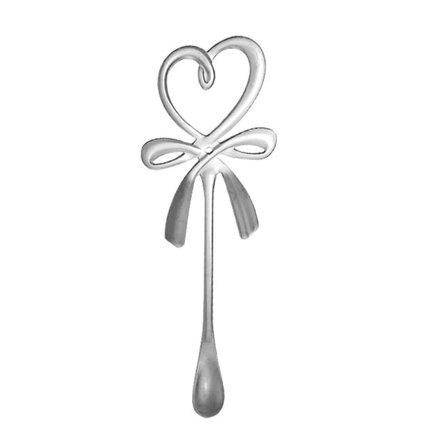 Advancent Mini cucharas en forma de corazón con nudo de lazo, cuchara agitadora de té para postre resistente y duradera, cuchara para postre Mostrada