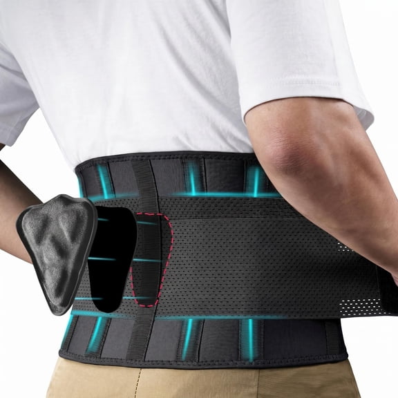 Back Brace Support Belt, Adjustable Lumbar Support for Back Pain Relief, Sciatica, Scoliosis, Herniated Disc, Removable Lumbar Pad for Men & Women, Fits 39"–43" Waist