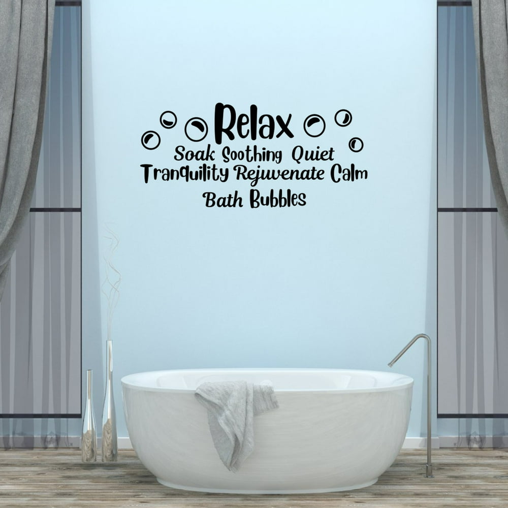 Relax Spa Bathroom Rules Lettering Bath Word Vinyl Decor Decal Wall Art