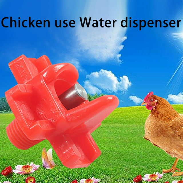 Xihbxyly Bebedero Automático para Pollos, Sistema de Resorte Integrado, Seguro y Fácil de Usar, Práctico Bebedero para Aves, Ideal para Granjas, Juego de 5 Piezas, Rojo, Plástico.