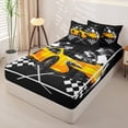 thumbnail image 2 of Erosebridal Yellow Sports Car Zipper Twin Comforter Sets with Fitted Sheet and 2 Pillowcases,Race Checkered Flag Cross Zipper Bedding Set For Boys,Reversible,4 Pieces, 2 of 7