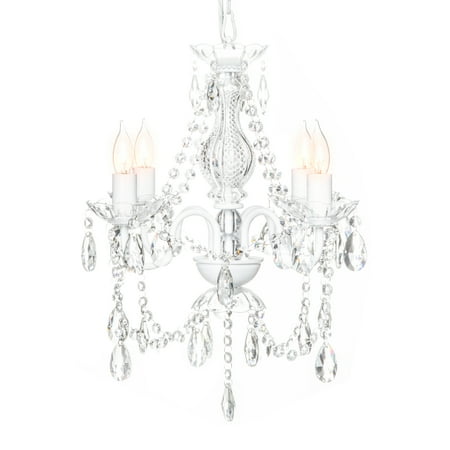 Acadia 3 Light Chandelier - Best Choice Products Elegant Acrylic Crystal Chandelier Ceiling Light Fixture for Dining Room, Foyer, Bedroom - White