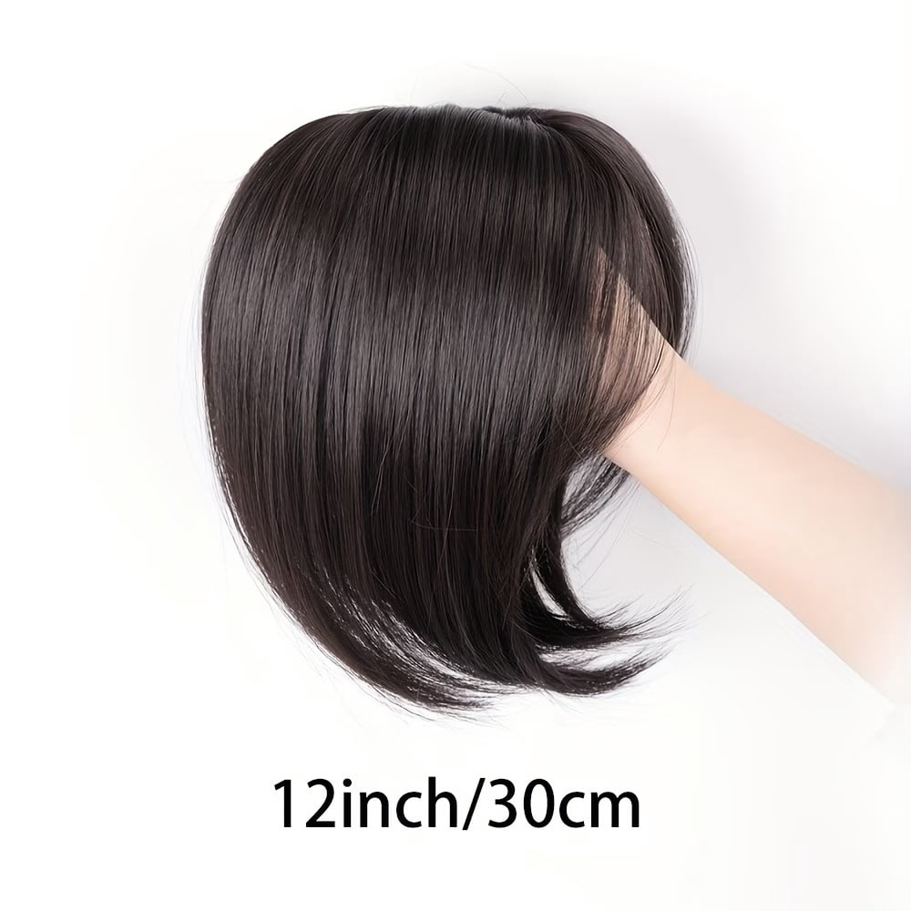 1pc, black 12-inch hair straightening piece for women, with 3 clips, synthetic hair piece, suitable for thin hair, including bangs - perfect choice for Mother's Day