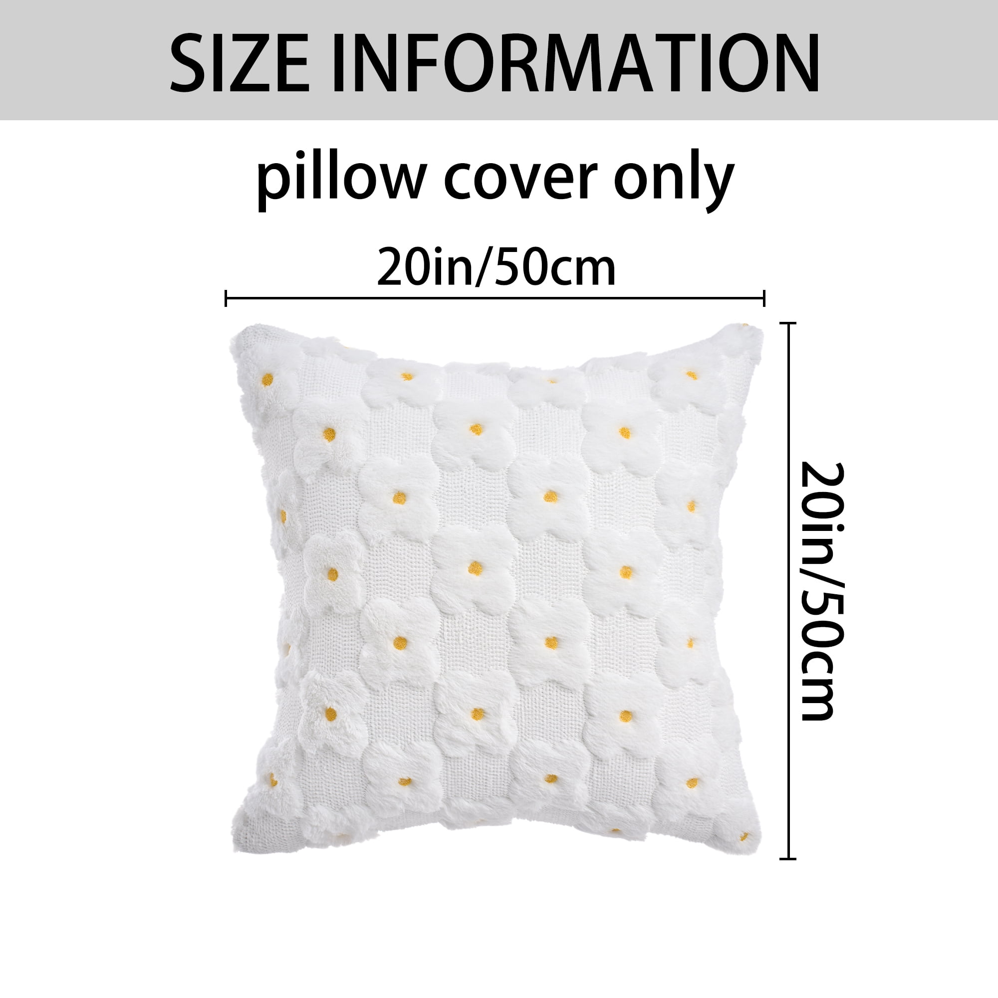 Unique Bargains Cute Daisy Embroidery Pillow Covers Pack of 2 White 20" x 20"