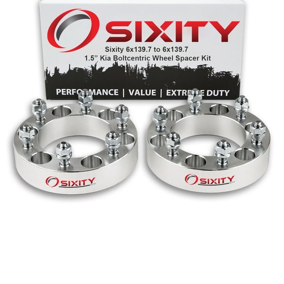 Sixity Auto 2 pc 1.5" 6x139.7 Wheel Spacers compatible with Kia Sedona M12x1.5mm 1.25in Studs Lugs