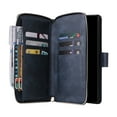 thumbnail image 3 of Dteck Case Compatible with iPhone 15 Pro Max,Magnetic Leather Wallet Case with 9 Card Slots Stand RFID Blocking Premium Zipper Protective Flip Leather Phone Cover with Wrist Strap,Blue, 3 of 6