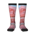 thumbnail image 2 of Lsque Pastel Pink Beach Cafe Printed Crew Socks Men's Women's LightWeight Thin Casual Calf Socks ,Knee High Socks,Cotton Socks, 2 of 9