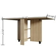 thumbnail image 5 of PORKISS Folding Dining Table, Space Saving Versatile Dining Room Table, Folding Kitchen Table with Wheels, Storage Shelf for Small Apartment, Wood (Only Table), 5 of 6