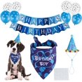thumbnail image 1 of Bandana de cumpleaños para perros, sombrero de cumpleaños para perros, bufandas, globo de bandera con lindos suministros para fiestas de cumpleaños para perros, decoraciones (juego de 11 pie, 1 of 5