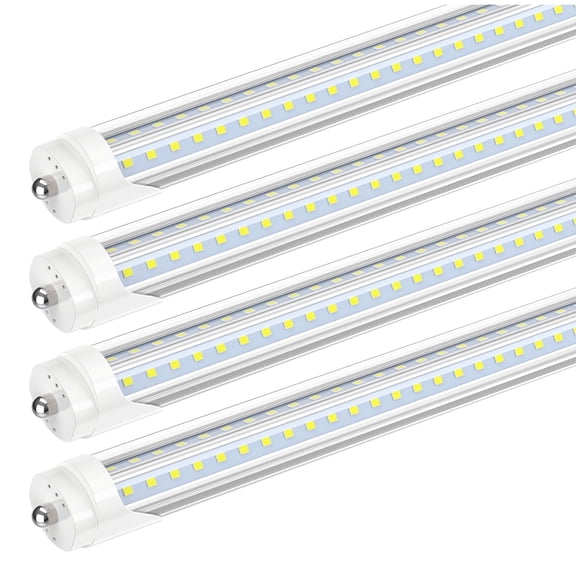 T8 8ft LED Tube Light Bulbs, Single Pin Fa8 Base, V Shape 72W 6500K,4-Pack