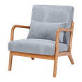 thumbnail image 4 of Tcbosik Accent Chair with Pillow, Mid-Century Modern Chair with Solid Wood Frame, Upholstered Lounge Armchair for Living Room, Bedroom, Balcony, Light Gray, 4 of 10
