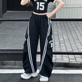 thumbnail image 4 of Gyexs Girls School Uniform Pants Y2k Streetwear Low Rise Hop Loose Pants Lightweight Loose Boho Casual Trousers Z18 Black2, 10-11 Years, 4 of 4