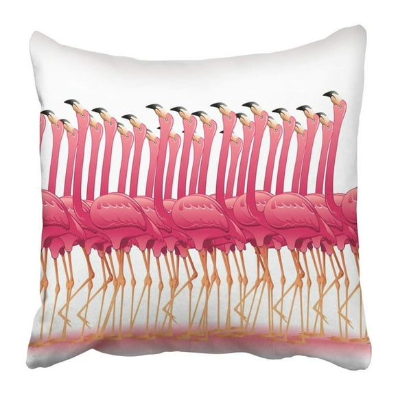 RYLABLUE Animals Pink Flamingos Group Aquatic Beak Beautiful Beauty Birds Color Dance Pillowcase 20x20 inch