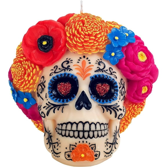 Dia De Los Muertos Floral Scented Candle for Day of The Dead Mexico Decoration
