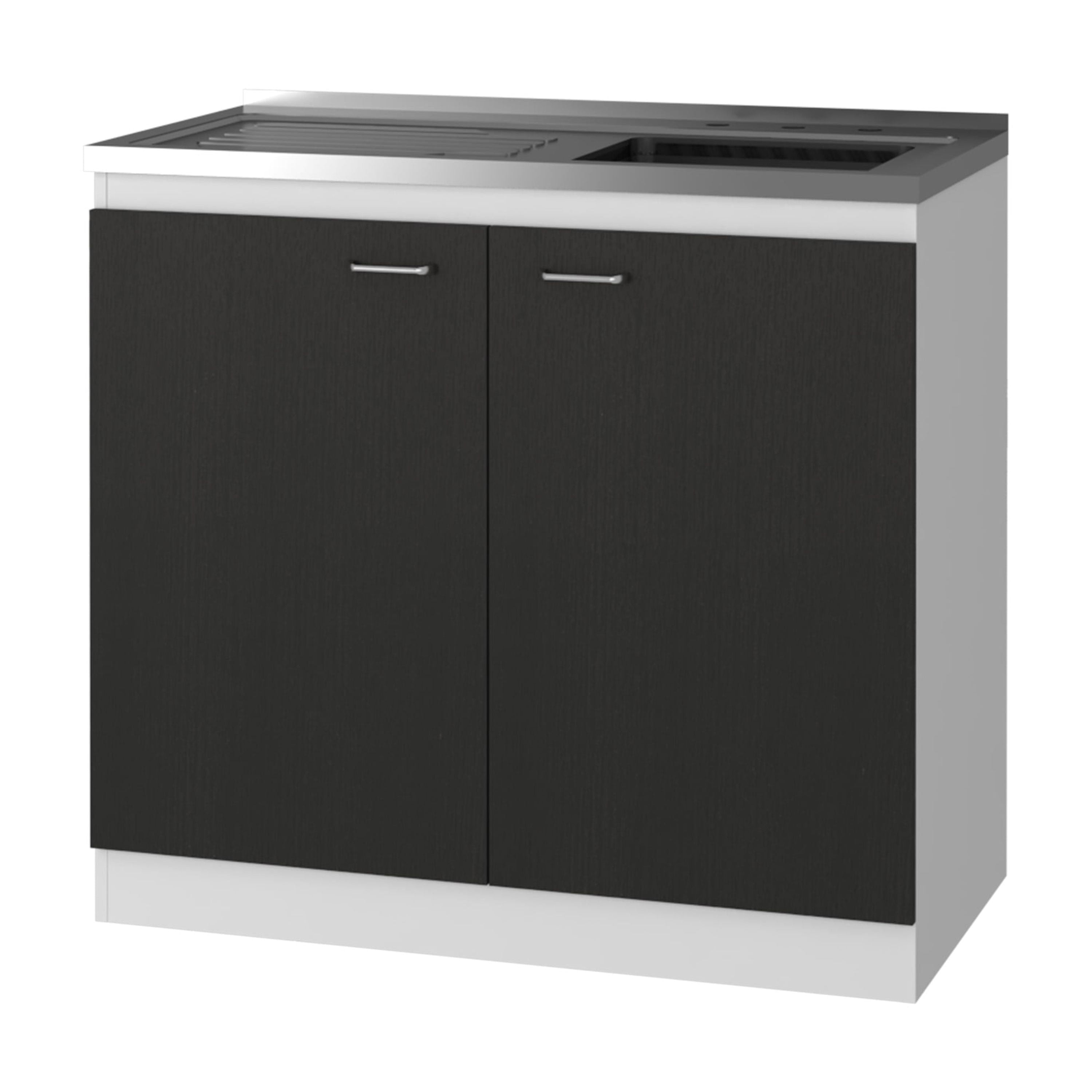 Miekor Furniture Oklahoma Utility Sink, Double Door Cabinet, Stainless Steel Countertop 0033
