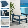 thumbnail image 6 of JUSTLET 3 Pieces HDPE Patio Furniture Set, Outdoor Patio Conversation Sets with Thick Cushion, 2 Armchair, 1 Side Table for Balcony, Backyard, Poolside, Porch, Navy Frame with Khaki Cushion, 6 of 8