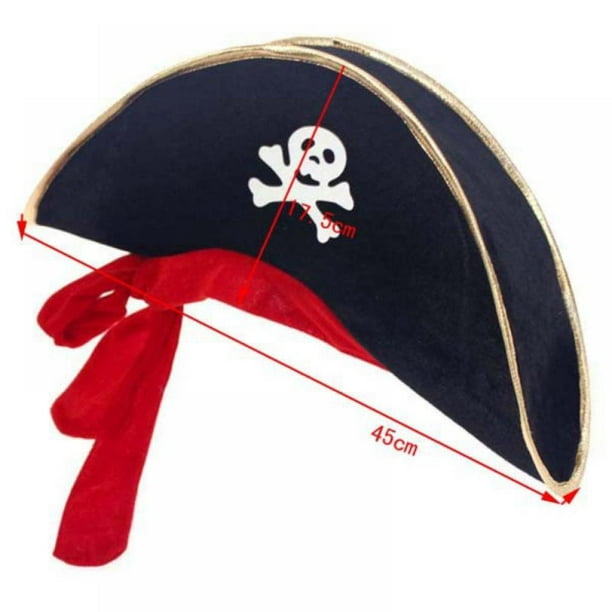 Grey Ghost Gear New Caribbean Pirate Captain Hat With Red Ribbon For Halloween Masquerade Cosplay Multicolor