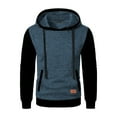 thumbnail image 2 of Stamzod Long Sleeve Hoodie for Men Fashion Patchwork Hooded Sweatshirt with Pocket Casual Oversized Pullover Hoodies Blue D XXL, 2 of 5