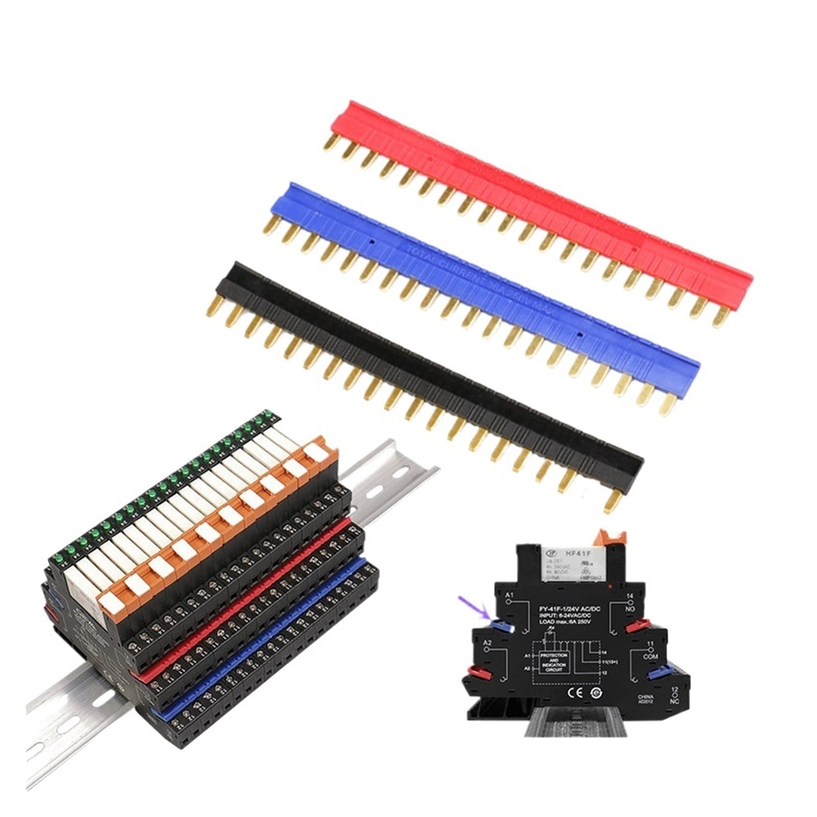 Slim Relay Connector Busbar Jumper Fast Wiring Plate Black Red Blue 1PCS
