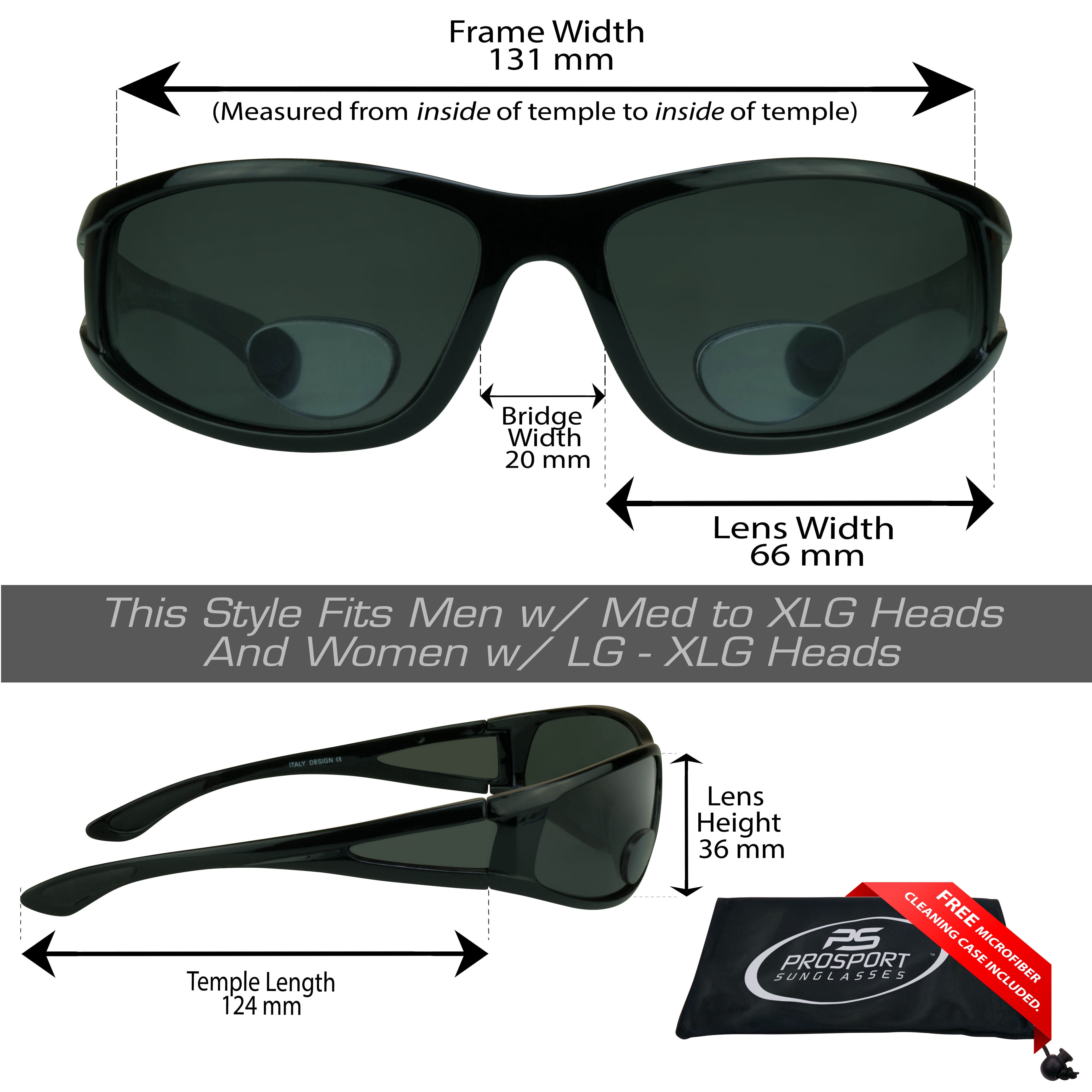 proSPORT Fishing Polarized BIFOCAL Sunglass Readers Wrap Men Women Gray 2 Pairs