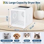 72L Automatic Pet Drying Box - 360° Efficient Grooming Blower with 5 Air Outlets - Quiet Smart Temperature Control Pet Dryer Machine with LED Display Smart Door for Multiple Pets - US Standard