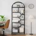 thumbnail image 3 of Bookshelf 6 Tier Arched Bookcase 81.7in Tall Display Racks Geometric Open Storage Shelf Unique Book Rack Metal Frame Large Modern Book Shelf for Bedroom, Living Room, Home Office, 3 of 8